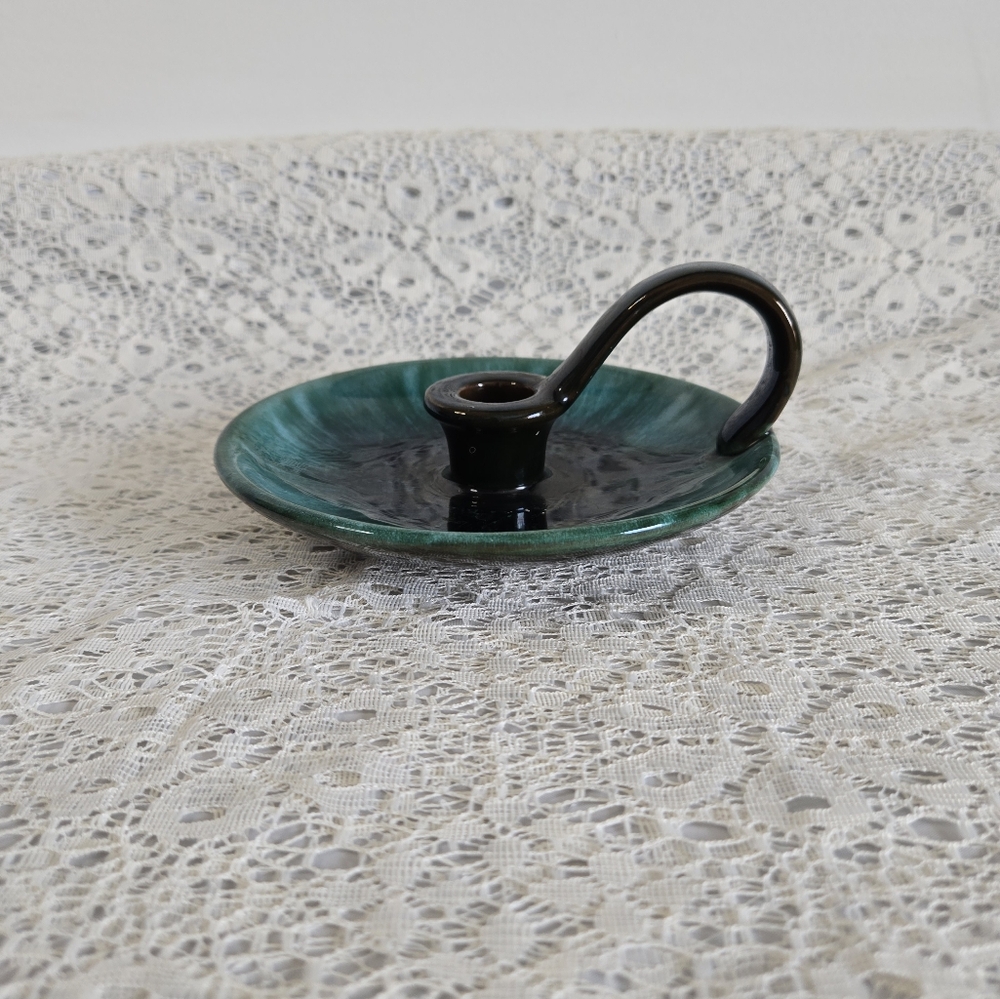 Blue Mountain Pottery Green Drip Glaze Candle Holder – US OS